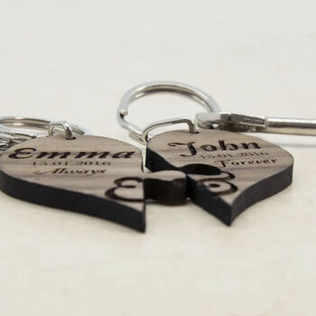 Personalised Always And Forever Couples Jigsaw Keyrings, 2 of 2