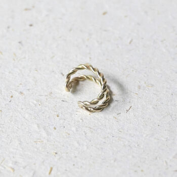 9ct Solid Gold Twisted Double Ear Cuff, 2 of 3