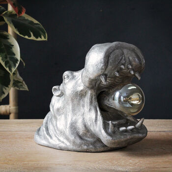 Silver Roaring Hippo Table Lamp, 5 of 6