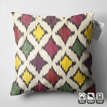 Ikat Colourful Diamond Pattern Handwoven Cushion Cover, 6 of 7