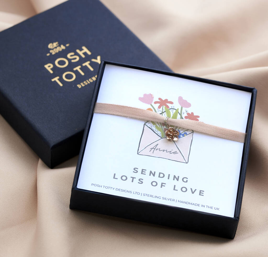 Personalised 'Sending Love' Flower Bracelet Gift Box, 1 of 4