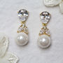 Emilia Crystal And Pearl Drop Earrings, thumbnail 1 of 3
