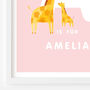 Personalised Safari Animals Name Print Giraffe And Calf, thumbnail 3 of 10