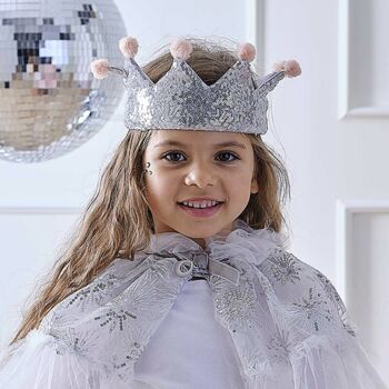 Silver Sequin And Pom Pom Princess Crown, 2 of 7
