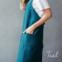 Personalized Linen No Ties Pinafore Apron With Cross Back Detail, thumbnail 9 of 12