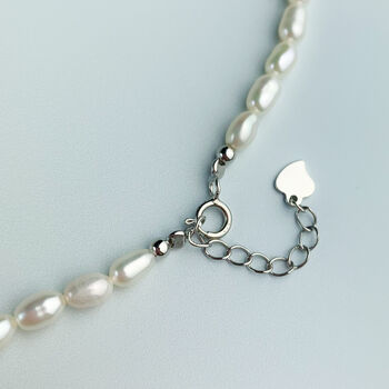 Sterling Silver Crystal Pendant Pearl Necklace, 4 of 5