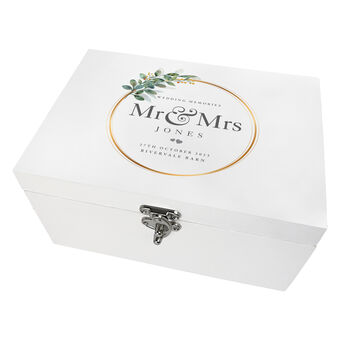 Personalised Luxury White Wedding Foliage Wreath Keepsake Memory Box, 8 of 8