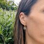 The Faceted Square Blue Topaz Gemstone Hoop Earrings, thumbnail 2 of 6