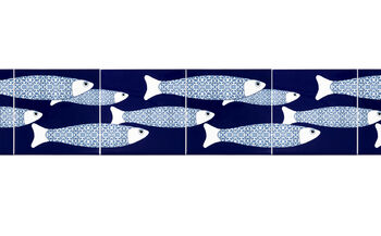 Ocean Shoal Border Tile Navy Blue Large Scale, 8 of 11