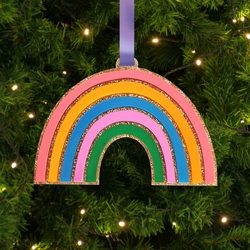 Rainbow Bauble Christmas Tree Decoration, 2 of 3