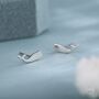 Tiny Whale Stud Earrings In Sterling Silver, thumbnail 2 of 11