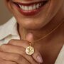 Engraved Gold Plated Aquarius Zodiac Charm Necklace, thumbnail 2 of 9