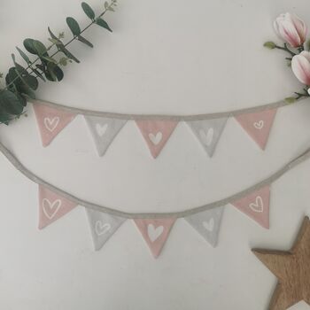 Curtain Tie Backs Pink And Grey Mini Bunting, 3 of 12