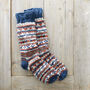Fair Trade Fair Isle Wool Unisex Slipper Socks, thumbnail 6 of 10