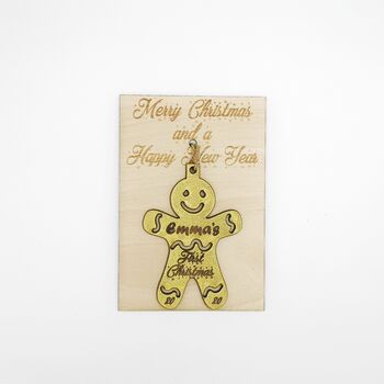 Personalised Gingerbread Man Christmas Bauble Card, 5 of 8