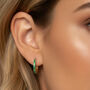 Women's Small Hoop Earrings With Emerald Green Stones In 18k Gold, thumbnail 1 of 4