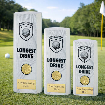 Personalised Longest Drive Golf Trophy – White Column Award, 2 of 2