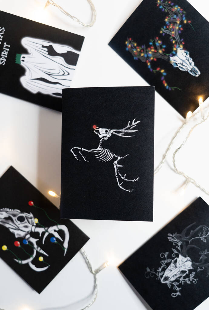 Rudolph Skeleton Christmas Card, 1 of 3
