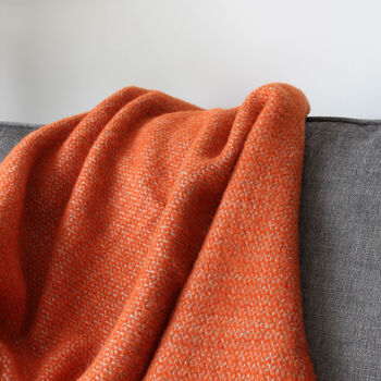 Orange And Grey Woven Wool Throw, 3 of 5