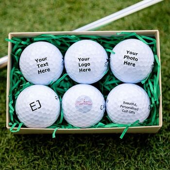 Six Personalised Golf Balls Choose Photo, Text, Logo Or Mixture Top Golf Brands Gift Boxed, 2 of 12