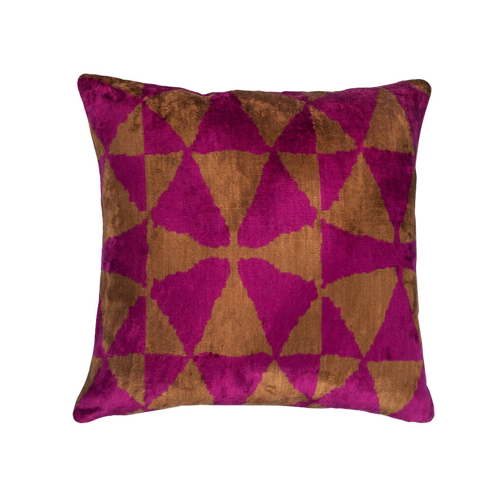 Brown And Fuchsia Pink Velvet Cushion Covers 40x40cm By