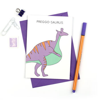 Preggo Saurus Dinosaur Pregnancy Card, 4 of 4