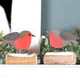 Christmas Robin With Holly On Log Decoration, thumbnail 2 of 2