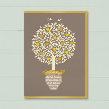 Golden Wedding Anniversary Card ‘Tree Of Love’, 3 of 4