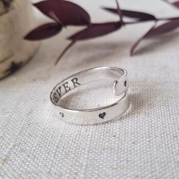 Forever Love Heart Adjustable Silver Ring, 7 of 9