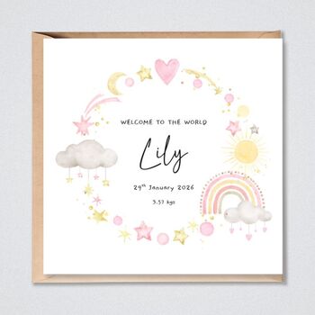 Personalised New Baby Girl Welcome To The World, 2 of 3