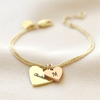 Personalised Double Wide Heart Charm Bracelet, 5 of 7