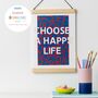 Navy ''Choose A Happy Life' Motivational Typography Print Wall Art Print | Digital Download, thumbnail 5 of 5