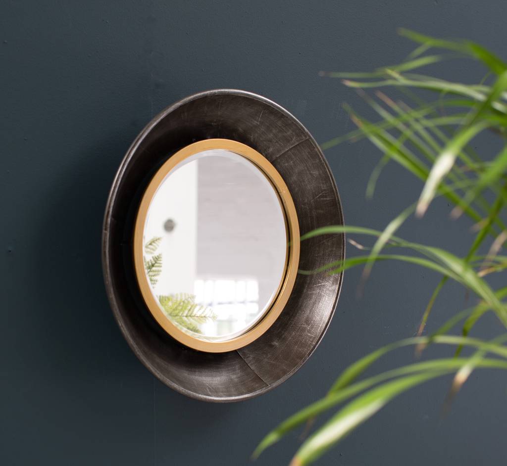 Bevel Edged Blackened Mirror With A Gold Edge