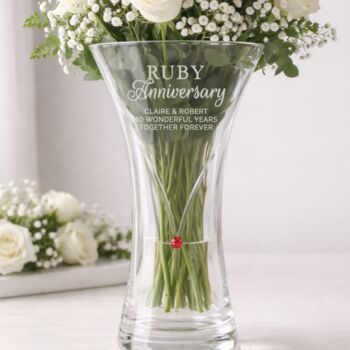 Personalised Anniversary Hand Blown Diamante Heart Vase, 2 of 5