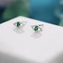 Sterling Silver Tiny Emerald Green Evil Eye Stud Earrings, thumbnail 1 of 12