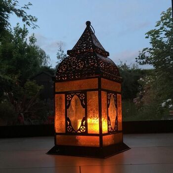 Tall Handmade Indian Yellow Lantern, 2 of 3