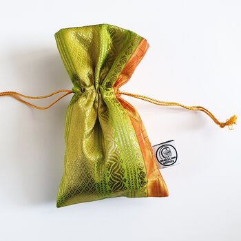 Mini Sari Gift Bag With Drawstring, Reusable Pouch, 9 of 10