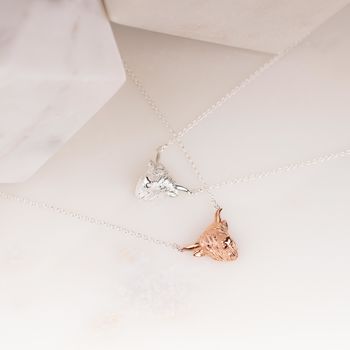 Highland Cow Necklace In Silver Or Rose Gold Plate, 3 of 10
