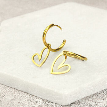 Heart Hoop Earrings In Silver Or Gold Colour, 7 of 9