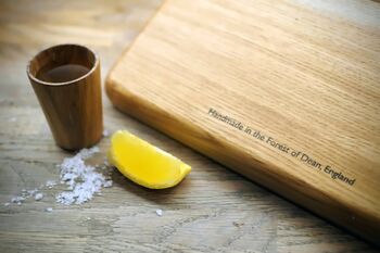 Handmade Oak Shot Glass Set With Natural Edge Board, 6 of 6