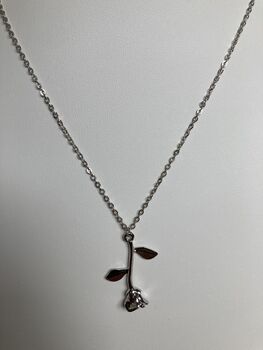 Silver Rose Pendant Necklace, 2 of 3
