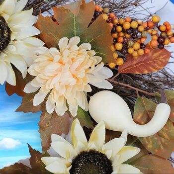 Large Autumn Rattan Pumpkin Wreath, 4 of 5