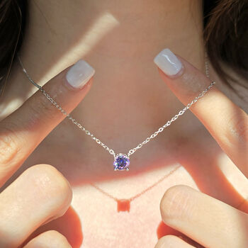 Amethyst Moissanite Crystal Sterling Silver Necklace, 4 of 6