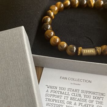 Men's Tottenham Hotspur Football Fan Tiger's Eye Bracelet, 4 of 4