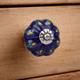 Set Of Two Yellow And Blue Flower Ceramic Drawer Pull, thumbnail 1 of 2