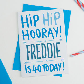 Hip Hip Hooray Birthday Card In Blue Or Pink, 3 of 3