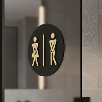 Funny Unisex Toilet Door Black Sign With Raised Design, 4 of 5