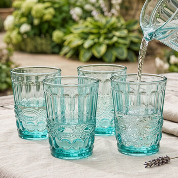 Set Of Four Vintage Embossed Tumblers, 3 of 6