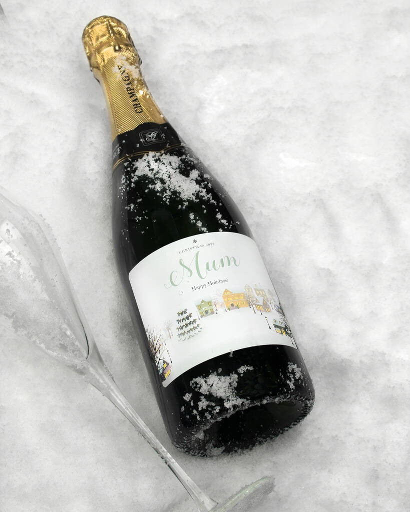 Personalised Snowy Scene Champagne, 1 of 6