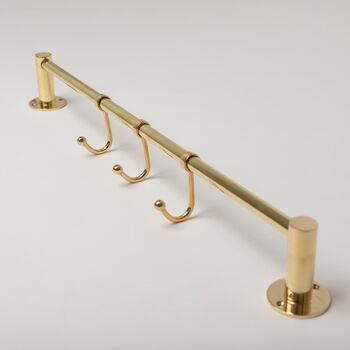 Solid Brass Kitchen Hook Rail | Polished Brass, 4 of 5